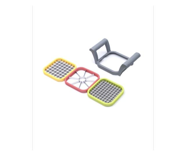 Set dispozitiv manual pentru feliat si taiat legume sau fructe, 3 bucati