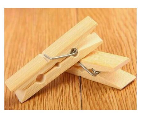 Carlige Clasice din Lemn de Bambus pentru Rufe, 20 Buc/Set, Lungime 6 cm, Culoare Natur