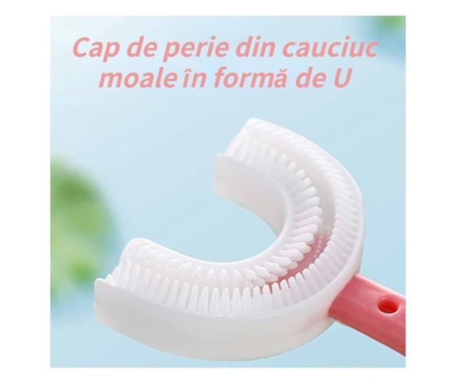 Periuta de dinti copii, Silicon, Forma U, 2-12 ani, 5x12 cm
