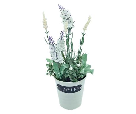 Изкуствена лавандула в саксия 28х9 см бяла