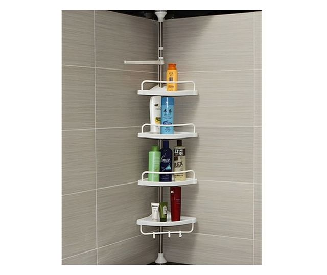 Raft pentru baie, dus reglabil, din metal, 4 rafturi plastic, cuier, 260 cm