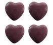 Комплект от 4 лилави керамични копчета за мебели със сърца 4x3/6 см