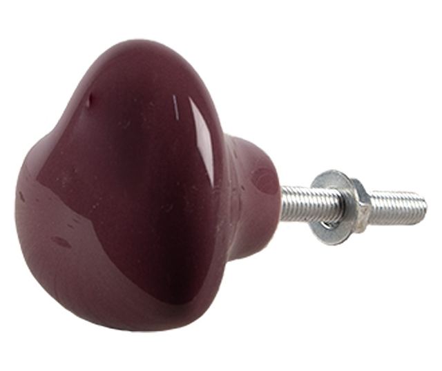 Комплект от 4 лилави керамични копчета за мебели със сърца 4x3/6 см