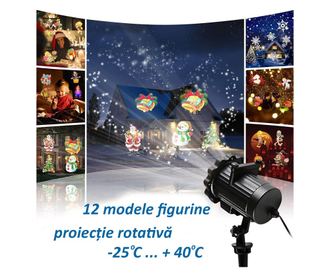 Proiector led exterior 12w, 15 modele figurine, proiectie rotativa, ip44