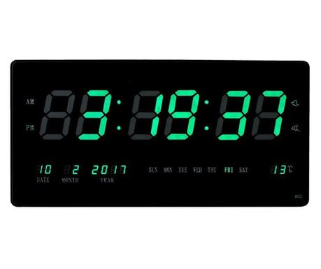 Digitalni sat, zeleni LED zaslon, vrijeme, kalendar, temperatura, zidna montaža