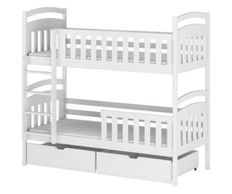 EMELETES ÁGY, FURNLUX CLASSIC, SEBUS, 98x188x171cm, FEHÉR, TÖMÖR FA