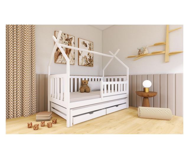 GYEREKÁGY, FURNLUX CLASSIC, TYTUS, 98x188x166cm, FEHÉR, TÖMÖR FA
