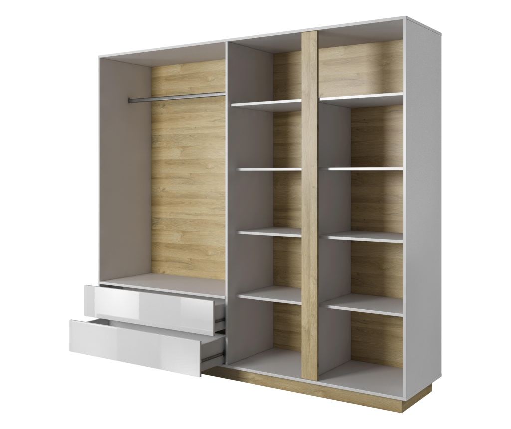DULAP GARDEROBA, FURNLUX CLASSIC, ARCADE, 220x54x203cm, ALB, LEMN PRELUCRAT - 2