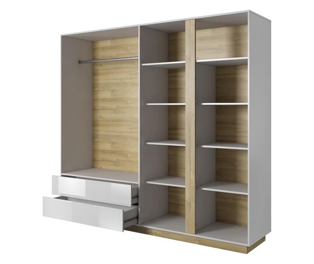 RUHÁSSZEKRÉNY, FURNLUX CLASSIC, ARCADE, 220x54x203cm, FEHÉR, MŰFA
