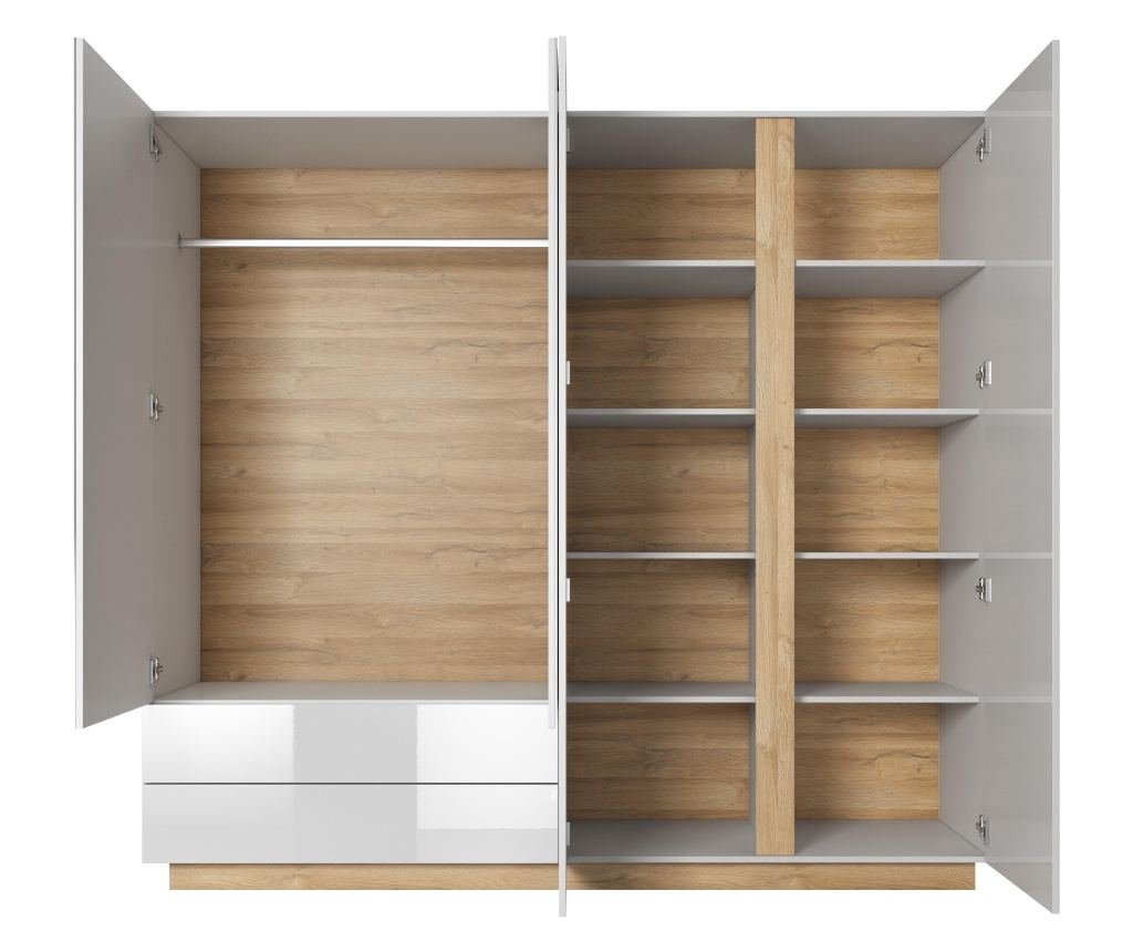 DULAP GARDEROBA, FURNLUX CLASSIC, ARCADE, 220x54x203cm, ALB, LEMN PRELUCRAT - 4