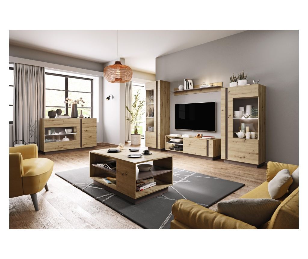 VITRINĂ, FURNLUX CLASSIC, ARCADE, 72x40x154cm, BEJ, LEMN PRELUCRAT - 4