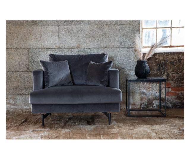 FOTEL, FURNLUX CLASSIC, SOFIA, 108x91x120cm, SÖTÉTSZÜRKE, TEXTIL