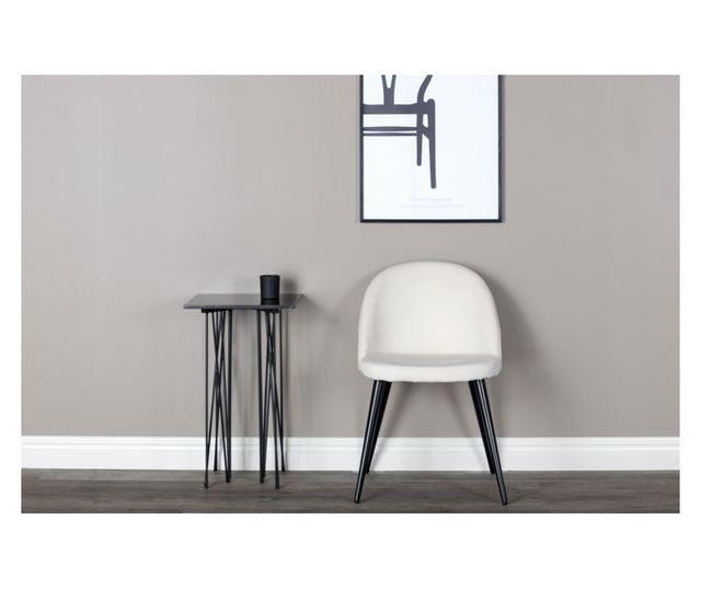 SZÉK, FURNLUX CLASSIC, VELVET, 50x48x77cm, FEHÉR, TEXTIL