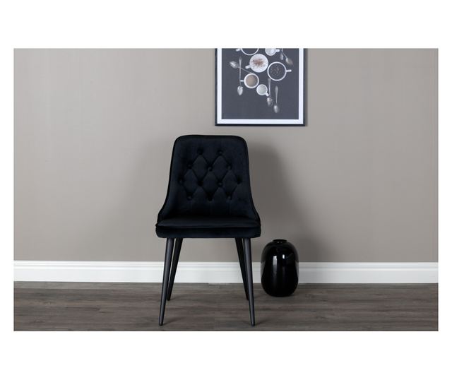 SZÉK, FURNLUX CLASSIC, VELVET DELUXE, 50x66x89cm, FEKETE, TEXTIL