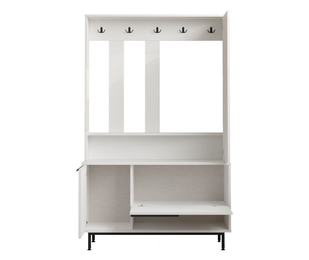 RUHÁSSZEKRÉNY, FURNLUX CLASSIC, OCEAN, 112x36x178cm, FEHÉR, MŰFA - 2