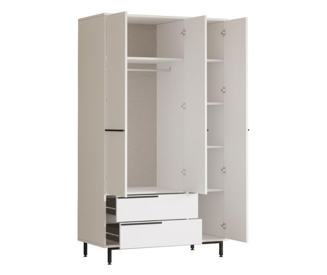RUHÁSSZEKRÉNY, FURNLUX CLASSIC, OCEAN, 112x55x196cm, FEHÉR, MŰFA