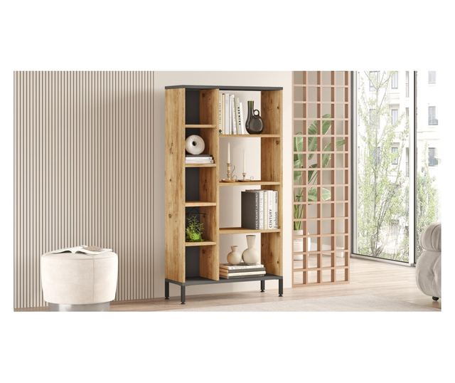 VITRIN, FURNLUX CLASSIC, QUEEN, 72x26x134cm, TERMÉSZETES, MŰFA
