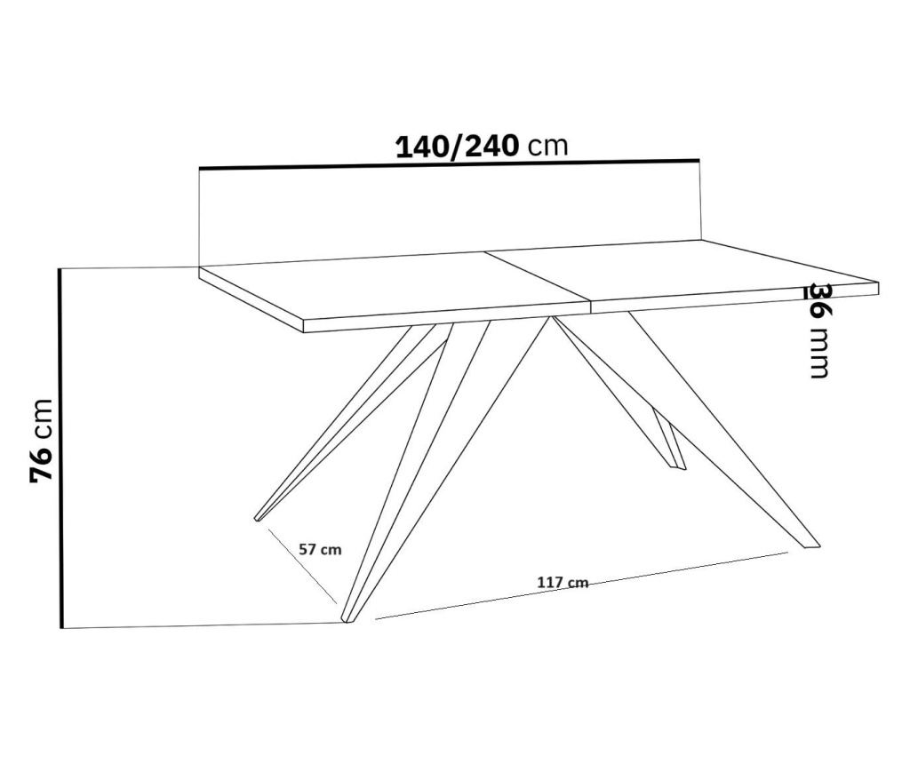 ÉTKEZŐASZTAL, FURNLUX PREMIUM, VENTO, 80x240x76cm, FEKETE, MŰFA - 5