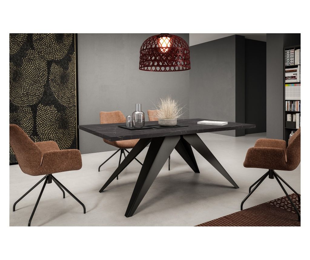 ÉTKEZŐASZTAL, FURNLUX PREMIUM, VENTO, 80x240x76cm, FEKETE, MŰFA - 3