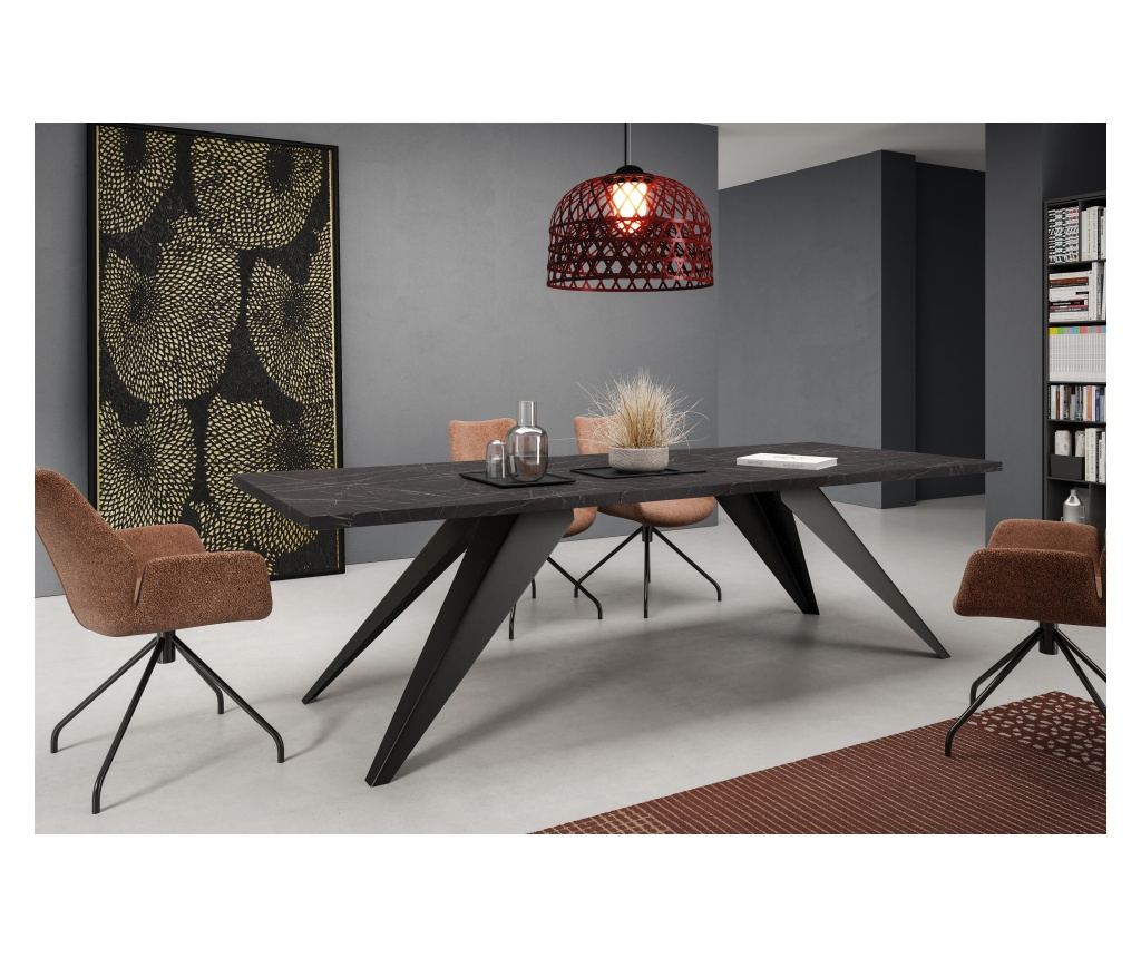 ÉTKEZŐASZTAL, FURNLUX PREMIUM, VENTO, 80x240x76cm, FEKETE, MŰFA - 4