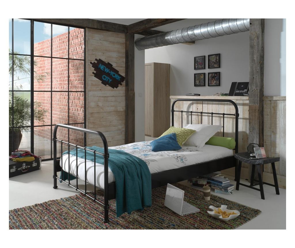 OKVIR POSTELJE, FURNLUX CLASSIC, NEW YORK, 129x210x111cm, ČRNA, KOVINA - 2