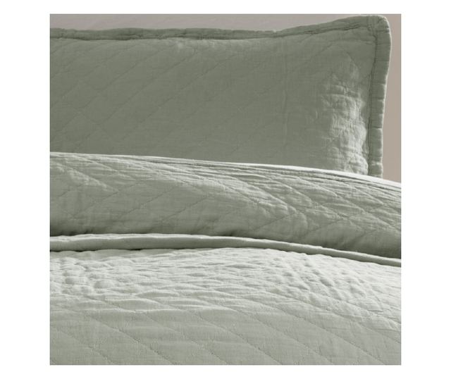 Premium steppelt takaró szett, Majoli Bahar Home Collection, 240x220 cm, 100% pamut, 30 gsm, 3 darab, Manu Pampas