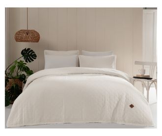 Premium steppelt takaró szett, Majoli Bahar Home Collection, 240x220 cm, 100% pamut, 30 gsm, 3 darab, Manu Dove