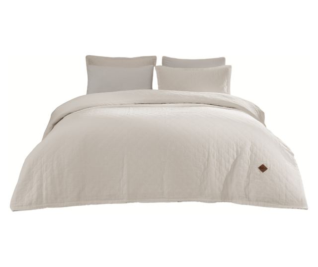 Premium steppelt takaró szett, Majoli Bahar Home Collection, 240x220 cm, 100% pamut, 30 gsm, 3 darab, Manu Dove