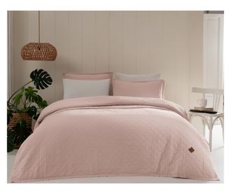 Premium steppelt takaró szett, Majoli Bahar Home Collection, 240x220 cm, 100% pamut, 30 gsm, 3 darab, Manu Garnet