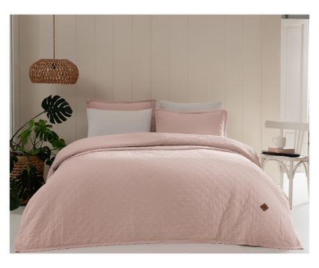 Komplet prešitega pregrinjala Premium, kolekcija Majoli Bahar Home, 240x220 cm, 100% bombaž, 30 gsm, 3 kosi, Manu Garnet