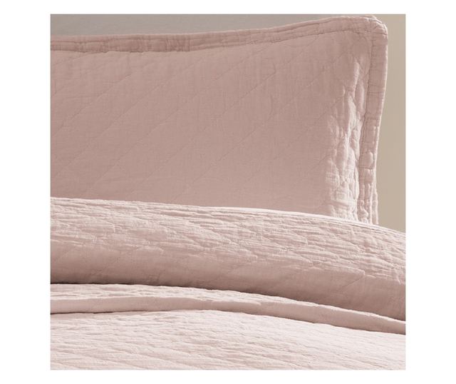 Premium steppelt takaró szett, Majoli Bahar Home Collection, 240x220 cm, 100% pamut, 30 gsm, 3 darab, Manu Garnet