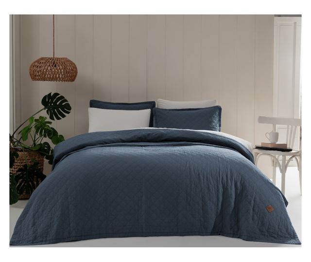 Premium steppelt takaró szett, Majoli Bahar Home Collection, 170x220 cm, 100% pamut, 30 gsm, 2 darab, Manu Storm