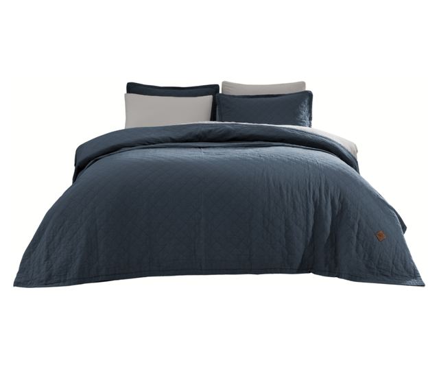 Premium steppelt takaró szett, Majoli Bahar Home Collection, 170x220 cm, 100% pamut, 30 gsm, 2 darab, Manu Storm