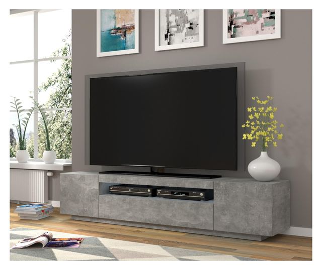 TV-ÁLLVÁNY, FURNLUX CLASSIC, AURA, 200x37x42cm, SZÜRKE, MŰFA