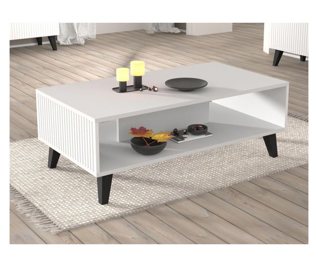 DOHÁNYZÓASZTAL, FURNLUX CLASSIC, RAVENNA PB, 90x60x43cm, FEHÉR, MŰFA