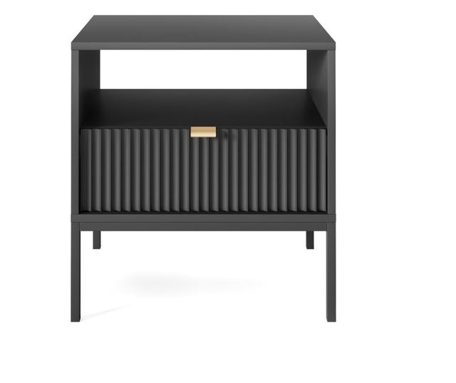 ÉJJELISZEKRÉNY, FURNLUX CLASSIC, AVON, 54x39x56cm, FEKETE, MŰFA