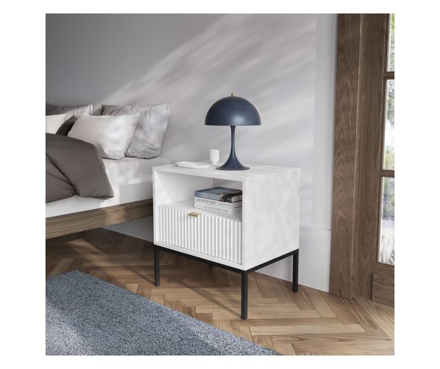 ÉJJELISZEKRÉNY, FURNLUX CLASSIC, AVON, 54x39x56cm, FEHÉR, MŰFA