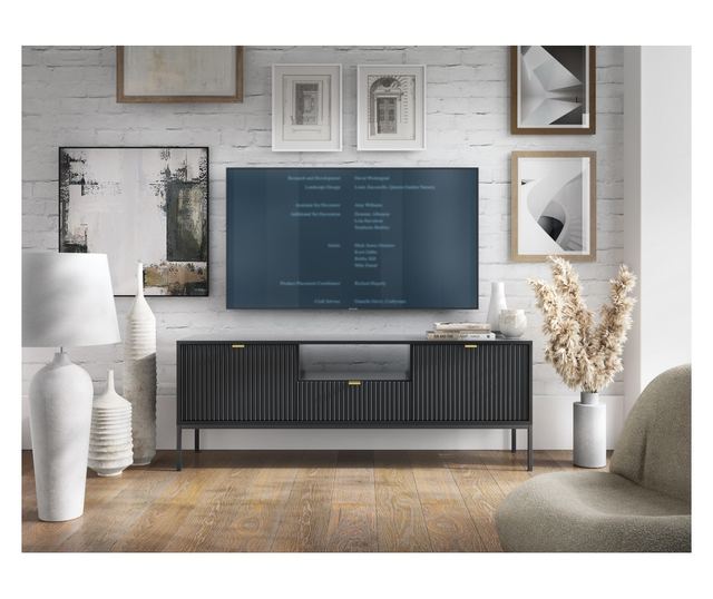 TV-ÁLLVÁNY, FURNLUX CLASSIC, AVON, 154x39x56cm, FEKETE, MŰFA