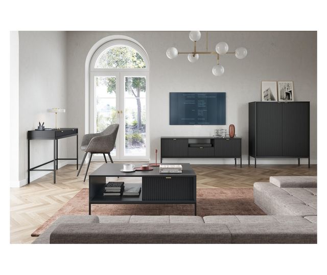TV-ÁLLVÁNY, FURNLUX CLASSIC, AVON, 154x39x56cm, FEKETE, MŰFA