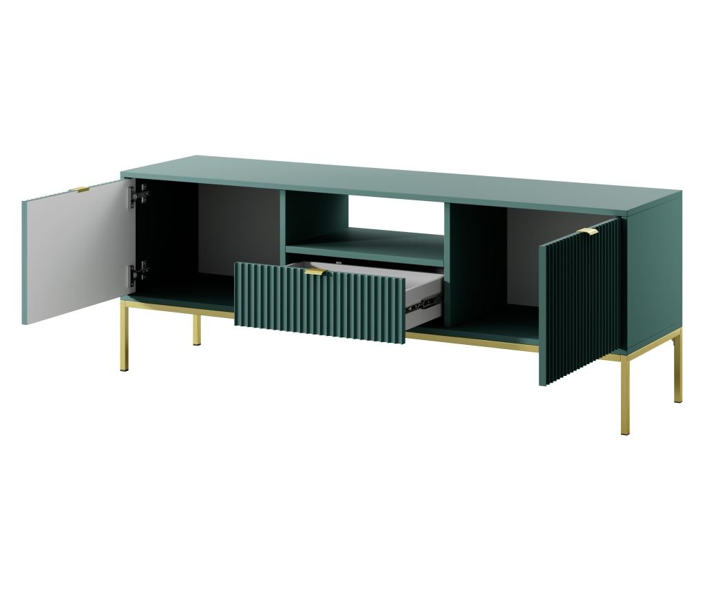 COMODĂ TV, FURNLUX CLASSIC, AVON, 154x39x56cm, VERDE, LEMN PRELUCRAT - 2