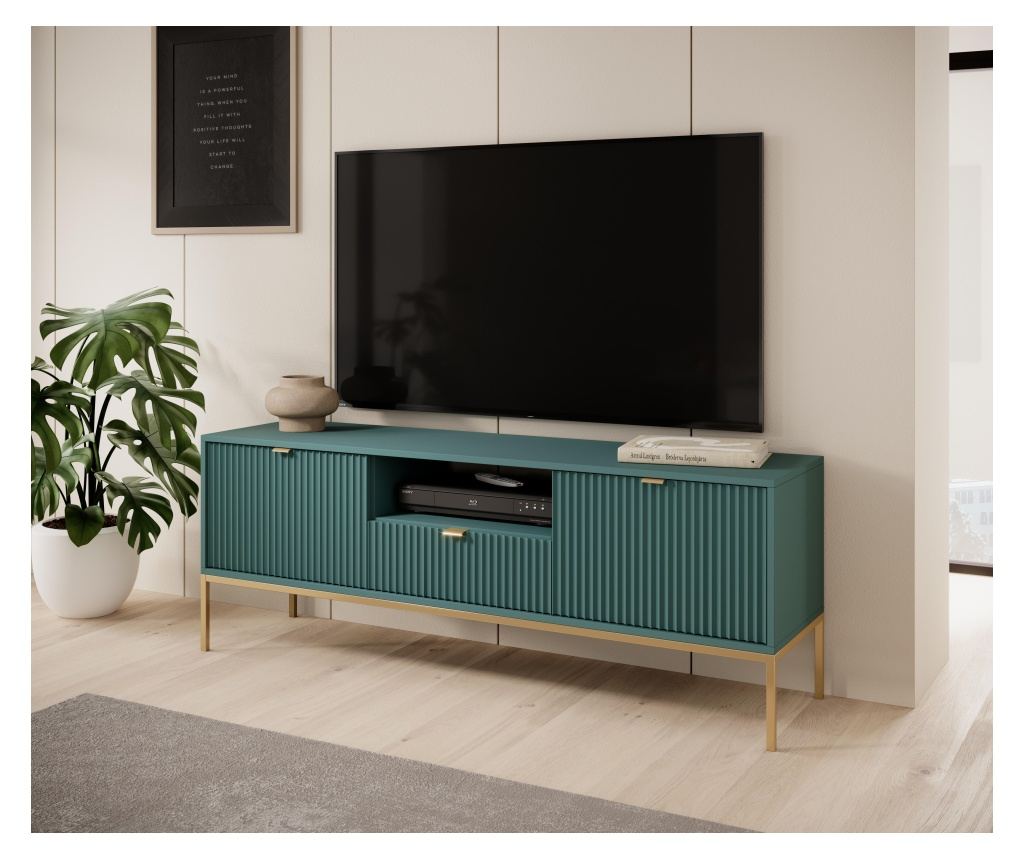 COMODĂ TV, FURNLUX CLASSIC, AVON, 154x39x56cm, VERDE, LEMN PRELUCRAT - 4