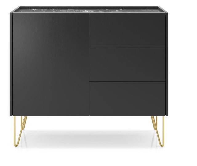 TÁLALÓSZEKRÉNY, FURNLUX CLASSIC, HARMONY, 97x37x83cm, FEKETE, MŰFA