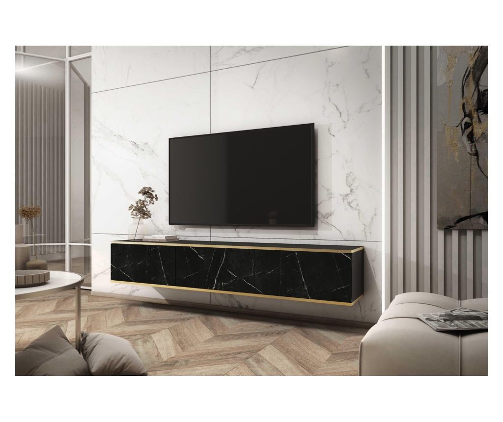 COMODĂ TV, FURNLUX CLASSIC, ORO, 175x32x30cm, MARMURĂ, LEMN PRELUCRAT - 2