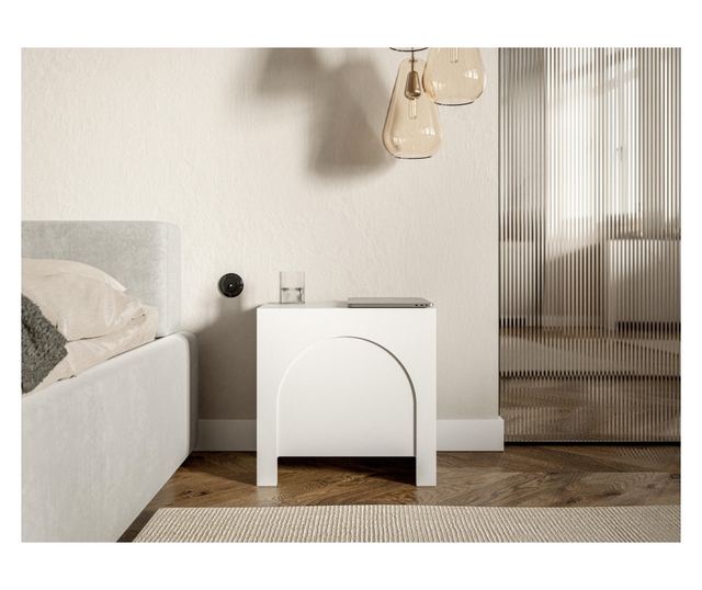 ÉJJELISZEKRÉNY, FURNLUX CLASSIC, ARCO, 50x35x49cm, FEHÉR, MŰFA