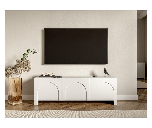 TV KOMODA, FURNLUX CLASSIC, ARCO, 150x35x49cm, BIJELA, DRVENI PLOČASTI MATERIJAL