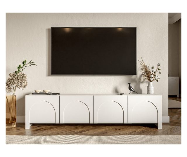 TV-ÁLLVÁNY, FURNLUX CLASSIC, ARCO, 204x35x51cm, FEHÉR, MŰFA