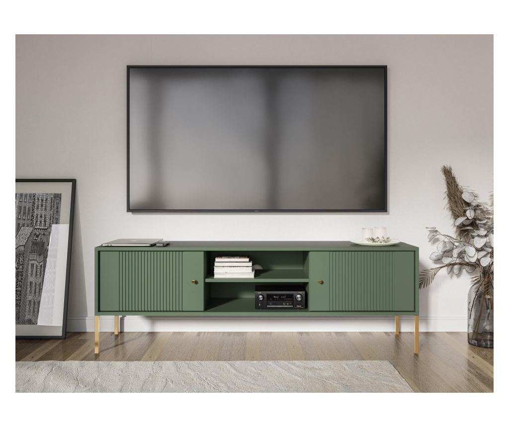 COMODĂ TV, FURNLUX CLASSIC, ISEO, 154x50x50cm, VERDE, LEMN PRELUCRAT - 4