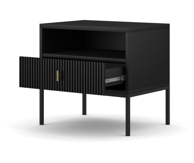 ÉJJELISZEKRÉNY, FURNLUX CLASSIC, MAGGIORE, 54x39x52cm, FEKETE, MŰFA