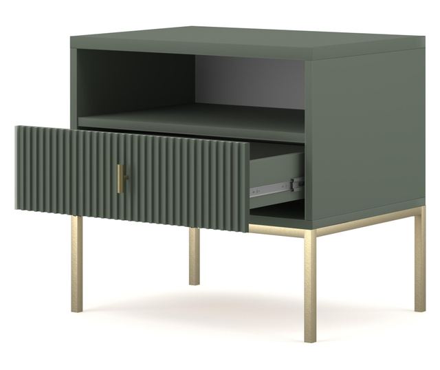 ÉJJELISZEKRÉNY, FURNLUX CLASSIC, MAGGIORE, 54x39x52cm, ZÖLD, MŰFA