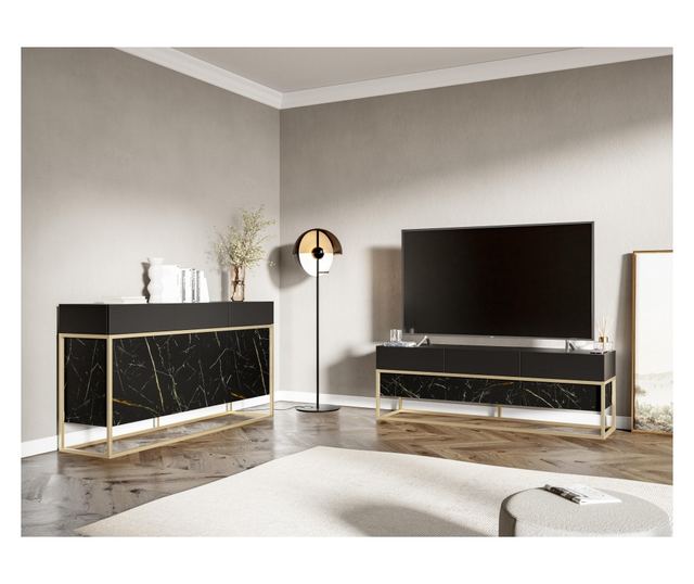 TV-ÁLLVÁNY, FURNLUX CLASSIC, X, 154x39x53cm, FEKETE, MŰFA